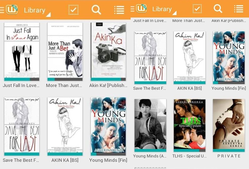 How to Write Stories on Wattpad - Wattpad home page. - A screen shot of a movie library on an android device for Wattpad stories.