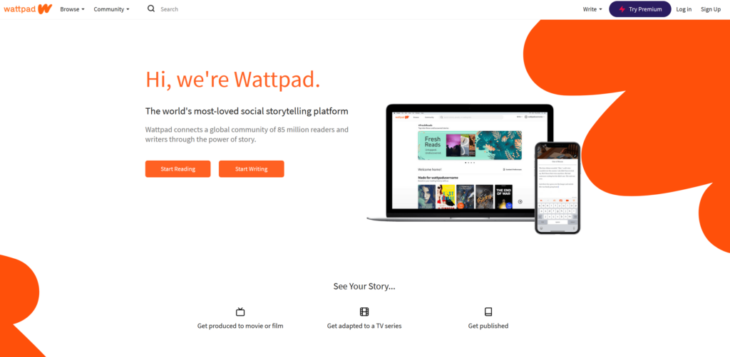 How to Write Stories on Wattpad - Wattpad home page.