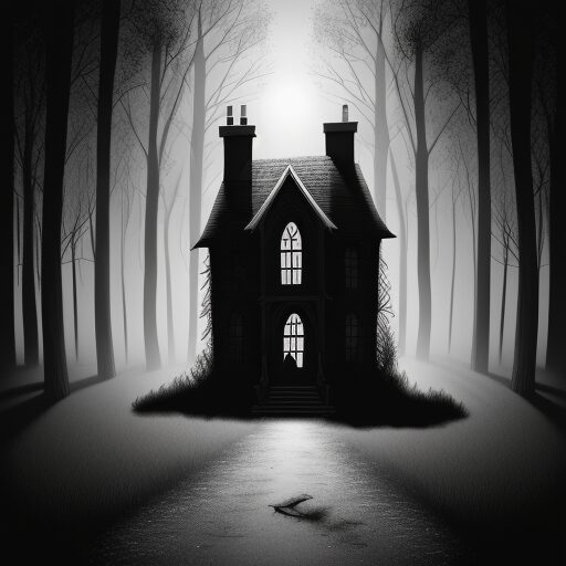 How to Write Short Horror Stories -- Techniques and tips writing horror -   A black and white image of a house surrounded by a dense forest.