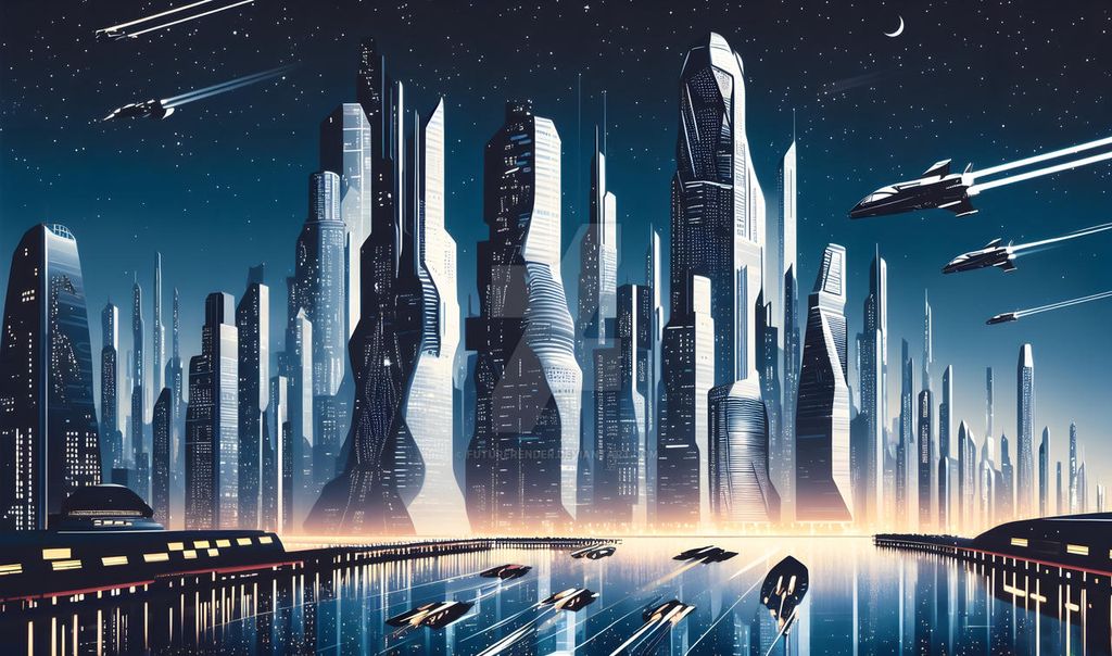 Crafting the Perfect Sci-Fi Story -- A futuristic city with spaceships flying over it.