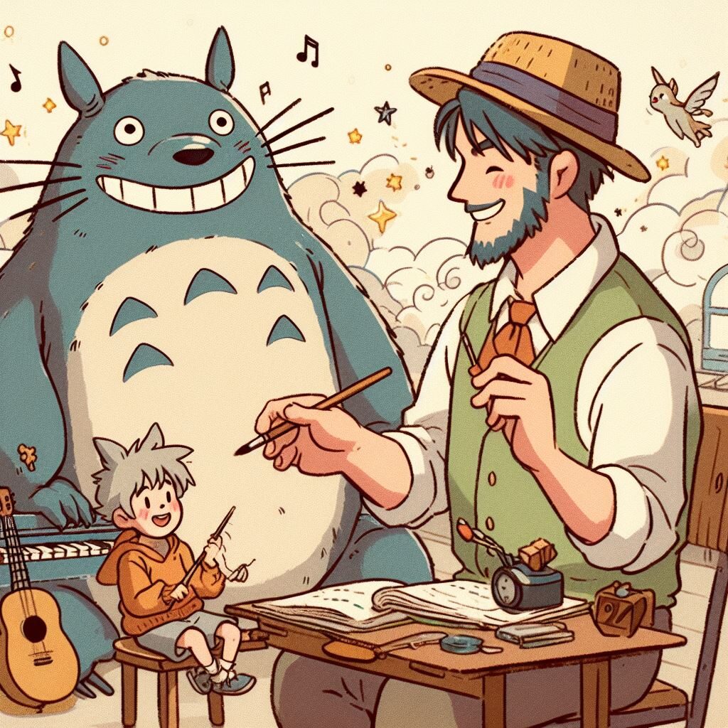 Understanding Point of View in Fiction Writing -  A drawing of a man and a totoro.